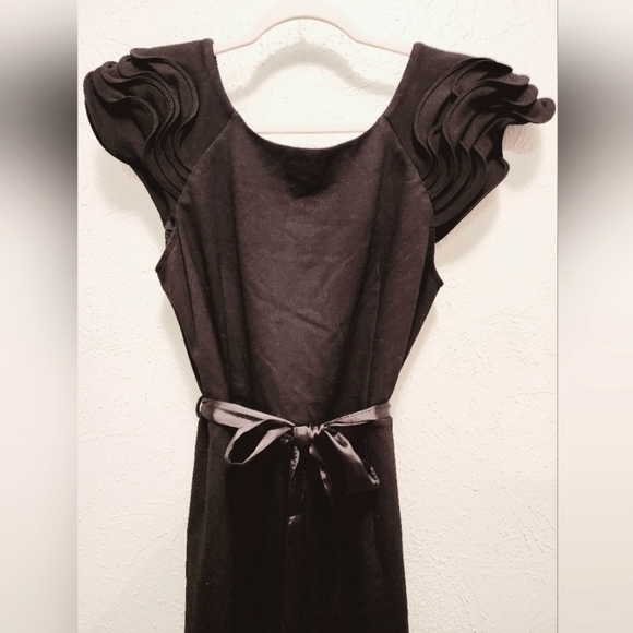 Black MNG by Mango dress with Ruffle shoulders size XL - Picture 1 of 8